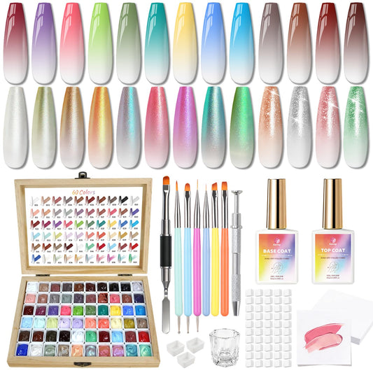 Karroy sponge pat gel polish palette showing 60 ombre colors for easy gradient nails