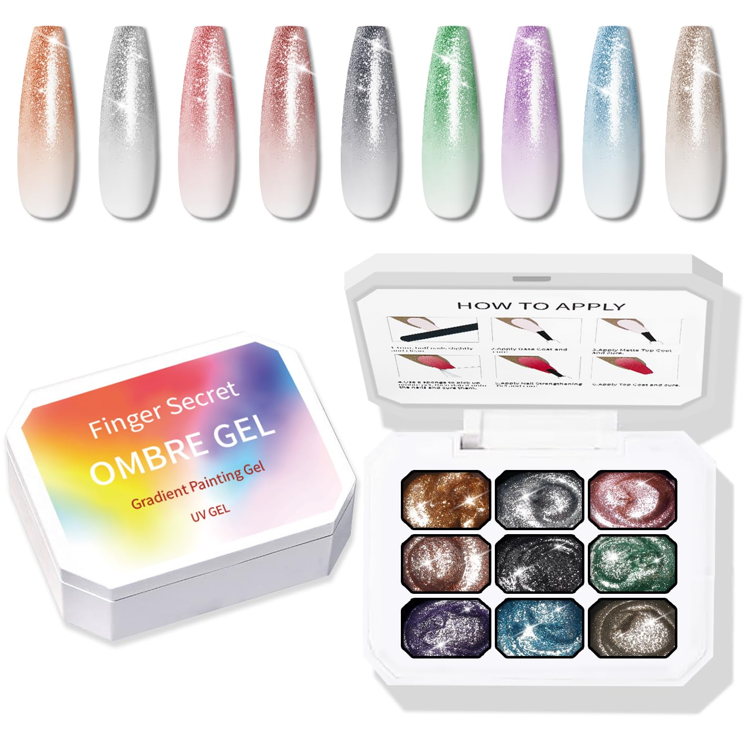 Karroy sponge-pat paint ombre nails collection for easy gradient nails.