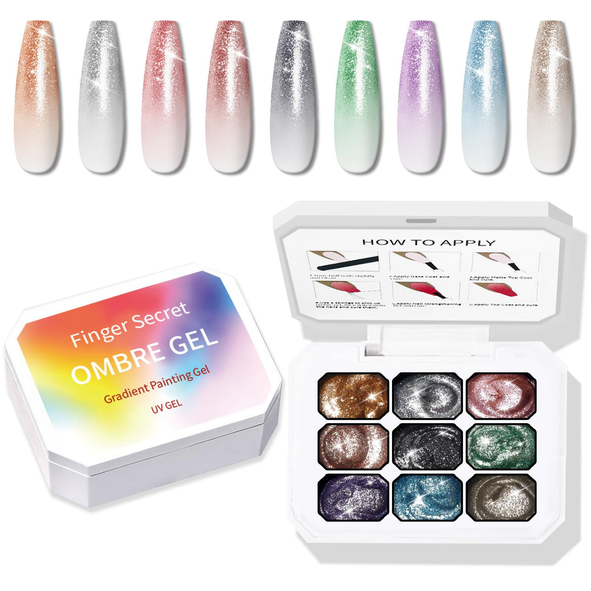 Karroy sponge-pat paint ombre nails collection for easy gradient nails.