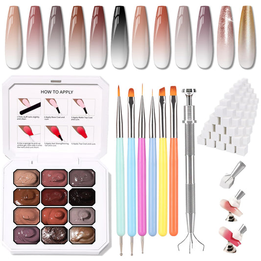 Karroy sponge pat palette with 12 colors for smooth ombre gradients.