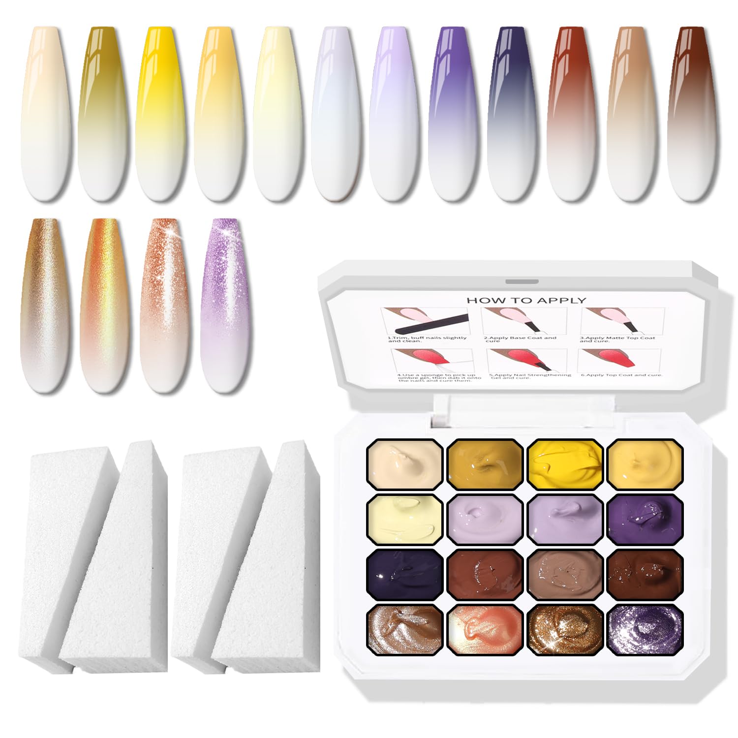 Karroy sponges pat ombre palette for quick gradient nails.