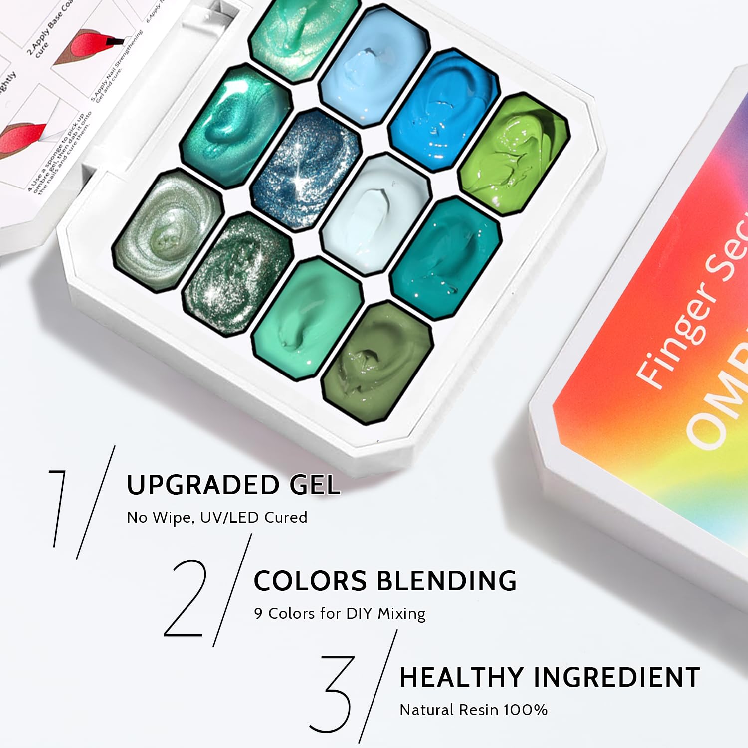 Karroy UV/LED cured gel palette ready for quick top coat sealing.