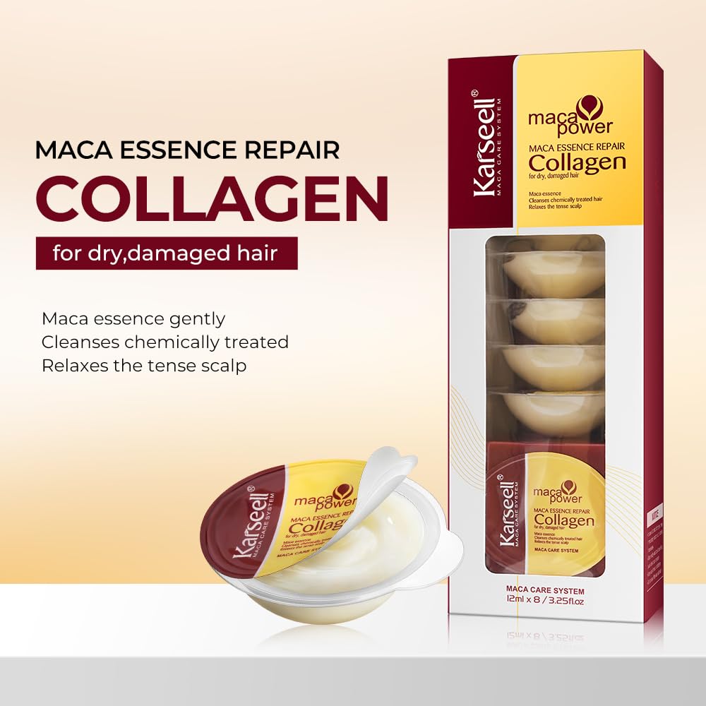 Applying Karseell collagen hair mask on damp hair for nourishment