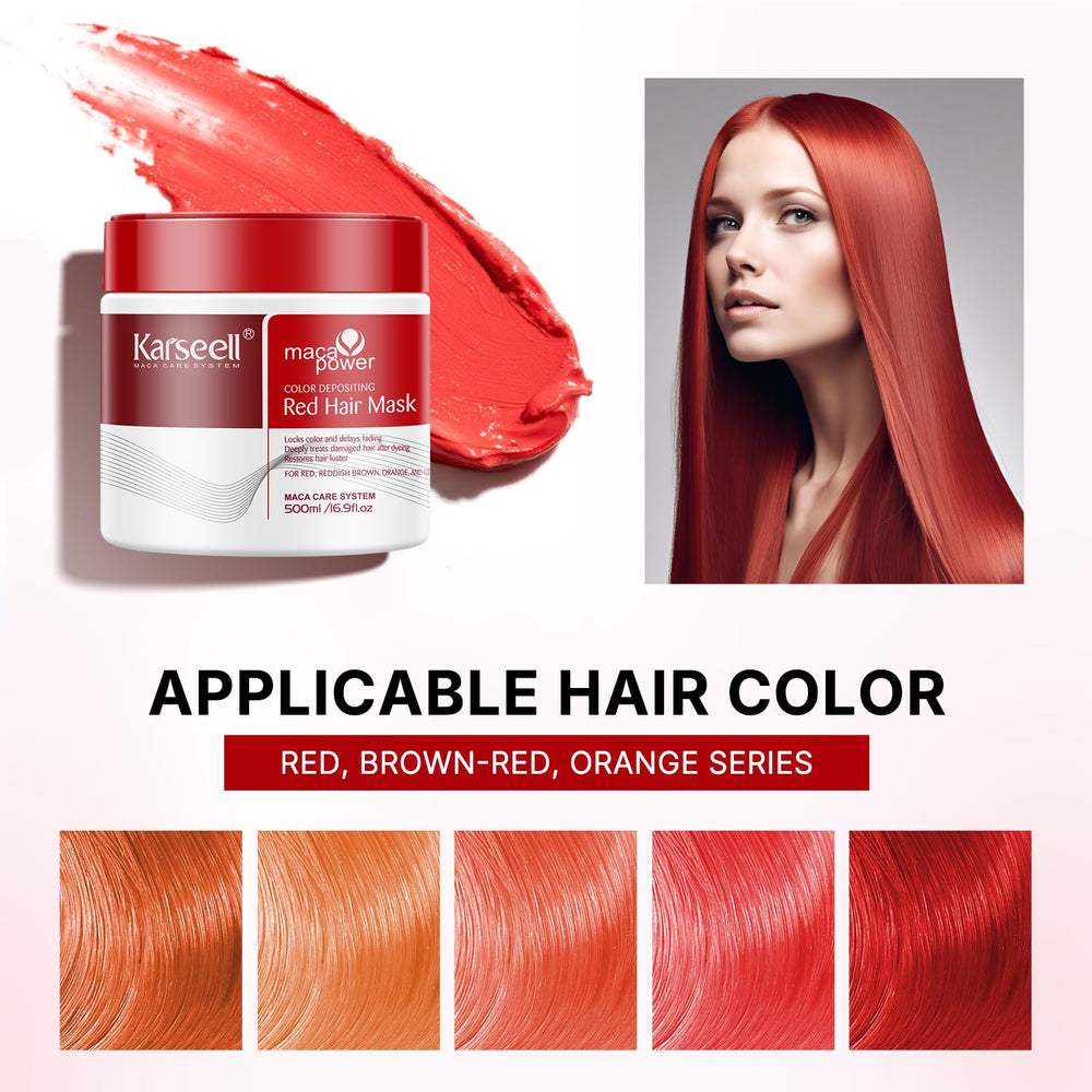 Applying Karseell conditioner to damp hair for quick red color refresh