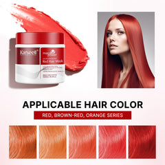 Applying Karseell conditioner to damp hair for quick red color refresh