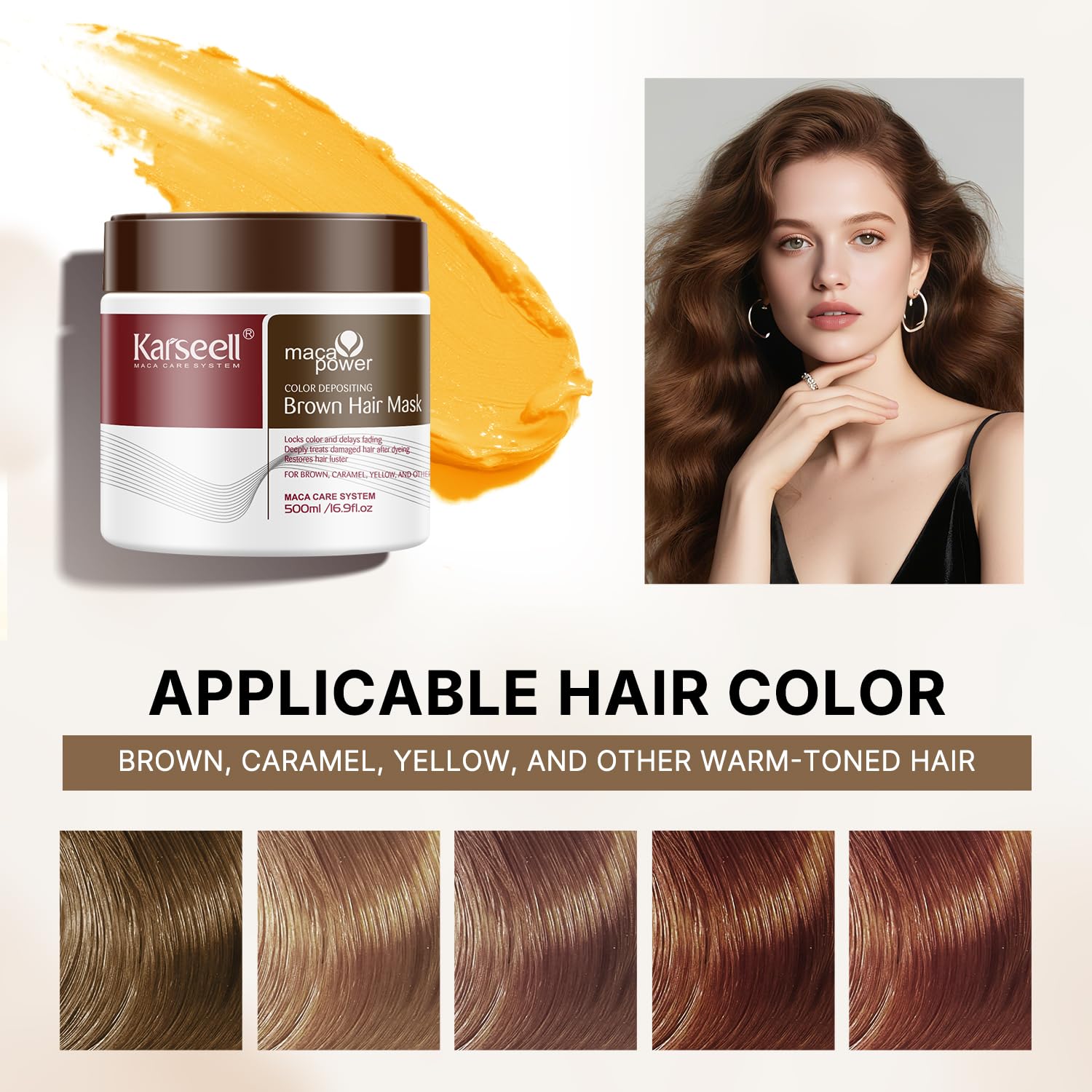 Karseell color depositing conditioner cream on hair closeup shows smooth application.