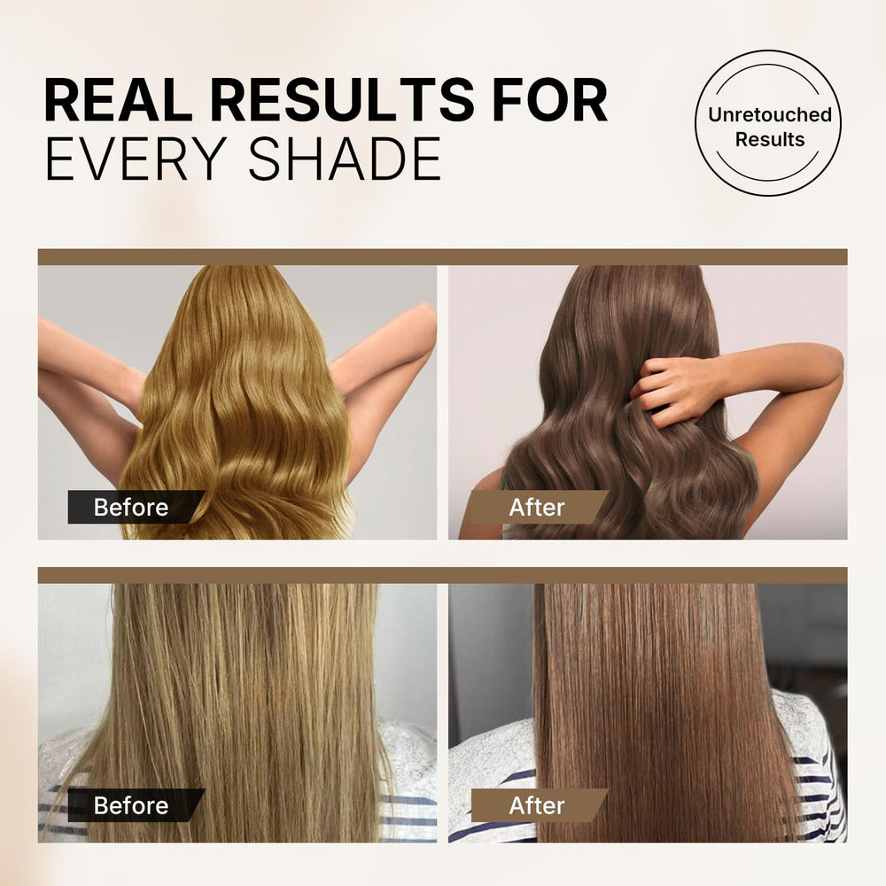 Karseell color depositing conditioner hair tone closeup highlights refreshed brown shade.