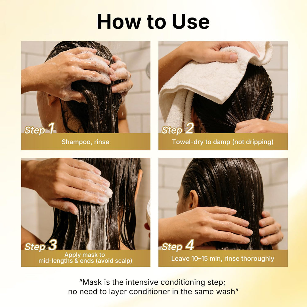 Karseell hair towel-drying moment before treatment on damp hair.