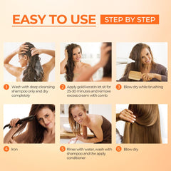 Karseell Maca essence straightening kit usage image for step-by-step routine.