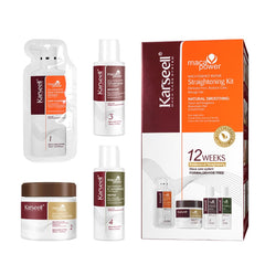 Karseell Maca essence packaging and keratin bottle for at-home straightening.