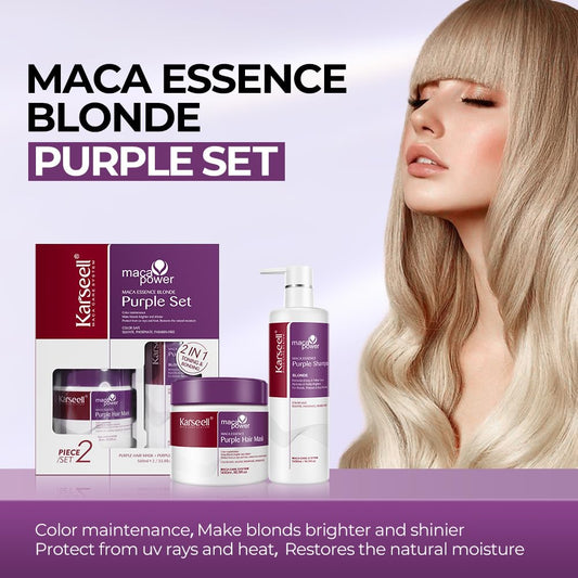 Karseell maca power purple hair mask jar delivers deep moisture and shine.