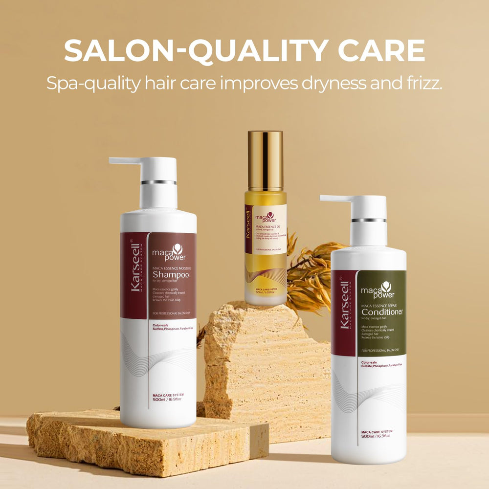 Karseell macadamia oil blend emphasizes elasticity and nourishment.