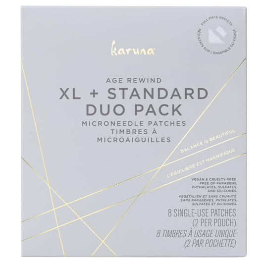 Karuna Age Rewind XL standard duo pack closeup showing multi-area patches for overnight use
