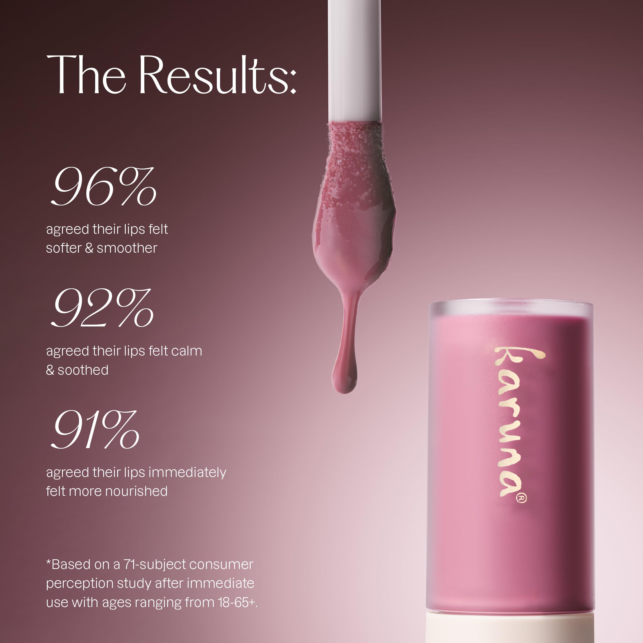 Close-up swatch of Karuna Dream reveals glossy, hydrating color.