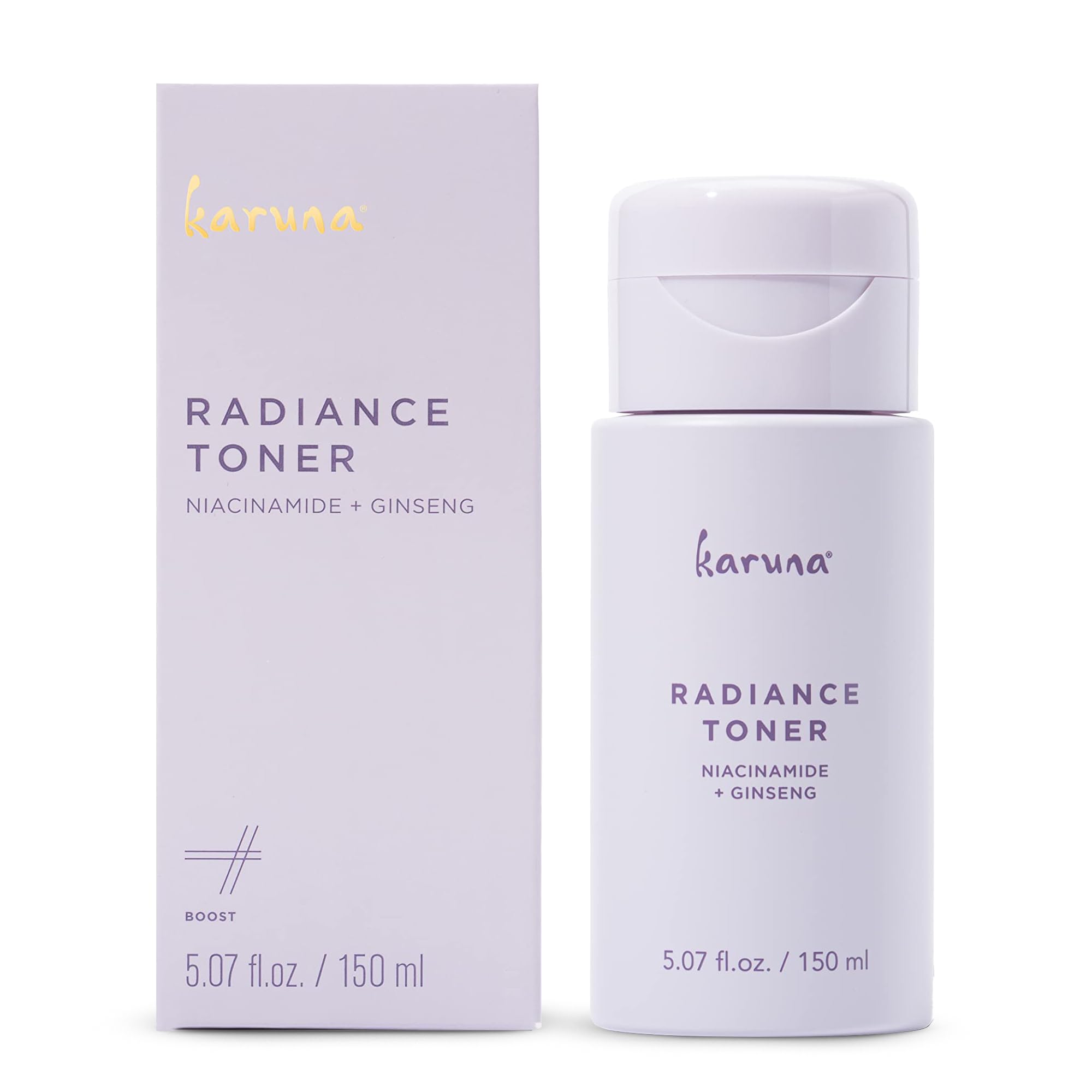Karuna Hydrating Face Toner bottle, compact design for daily skincare routine.