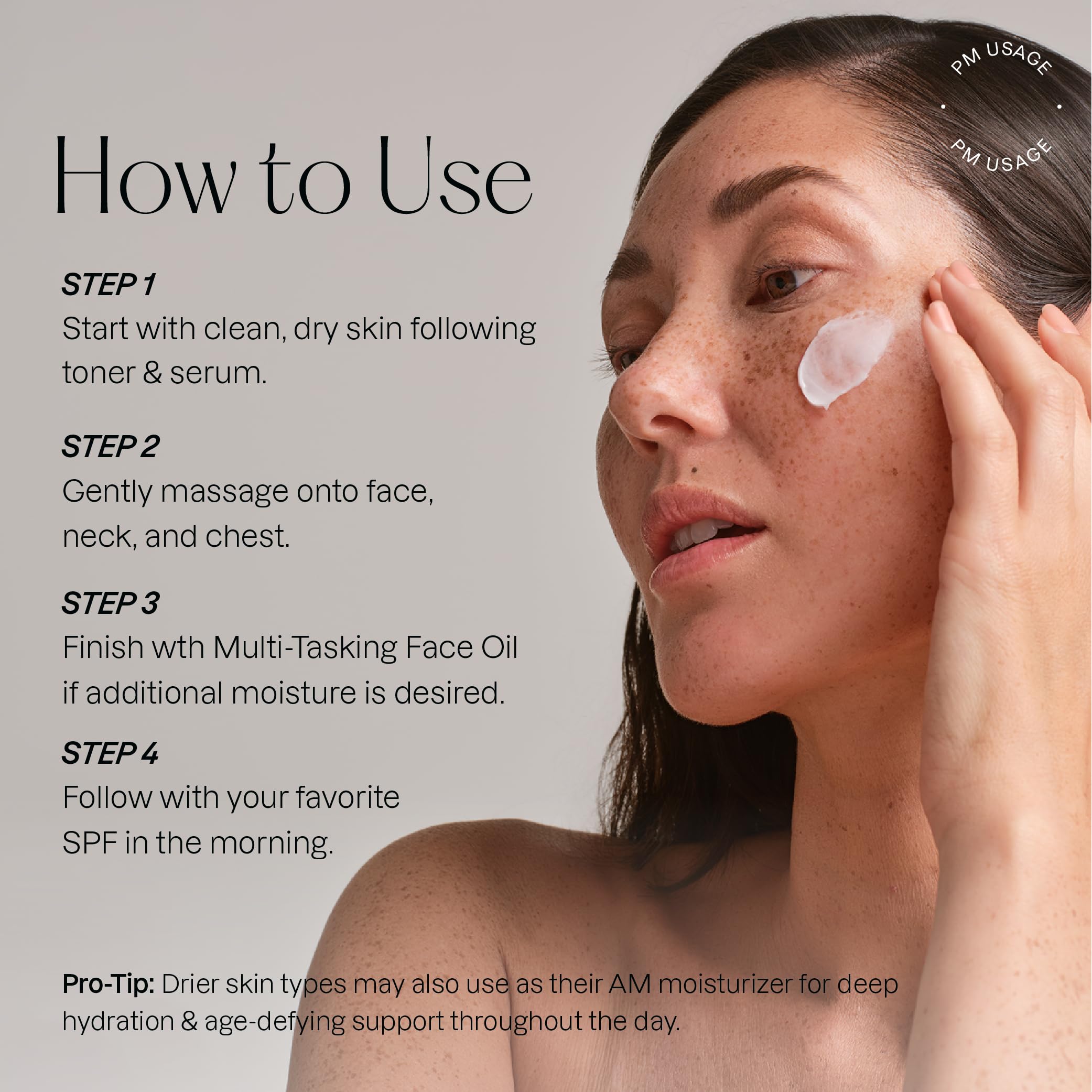 Karuna Lights Out Cream with peptides and hyaluronic acid for plump, hydrated skin.