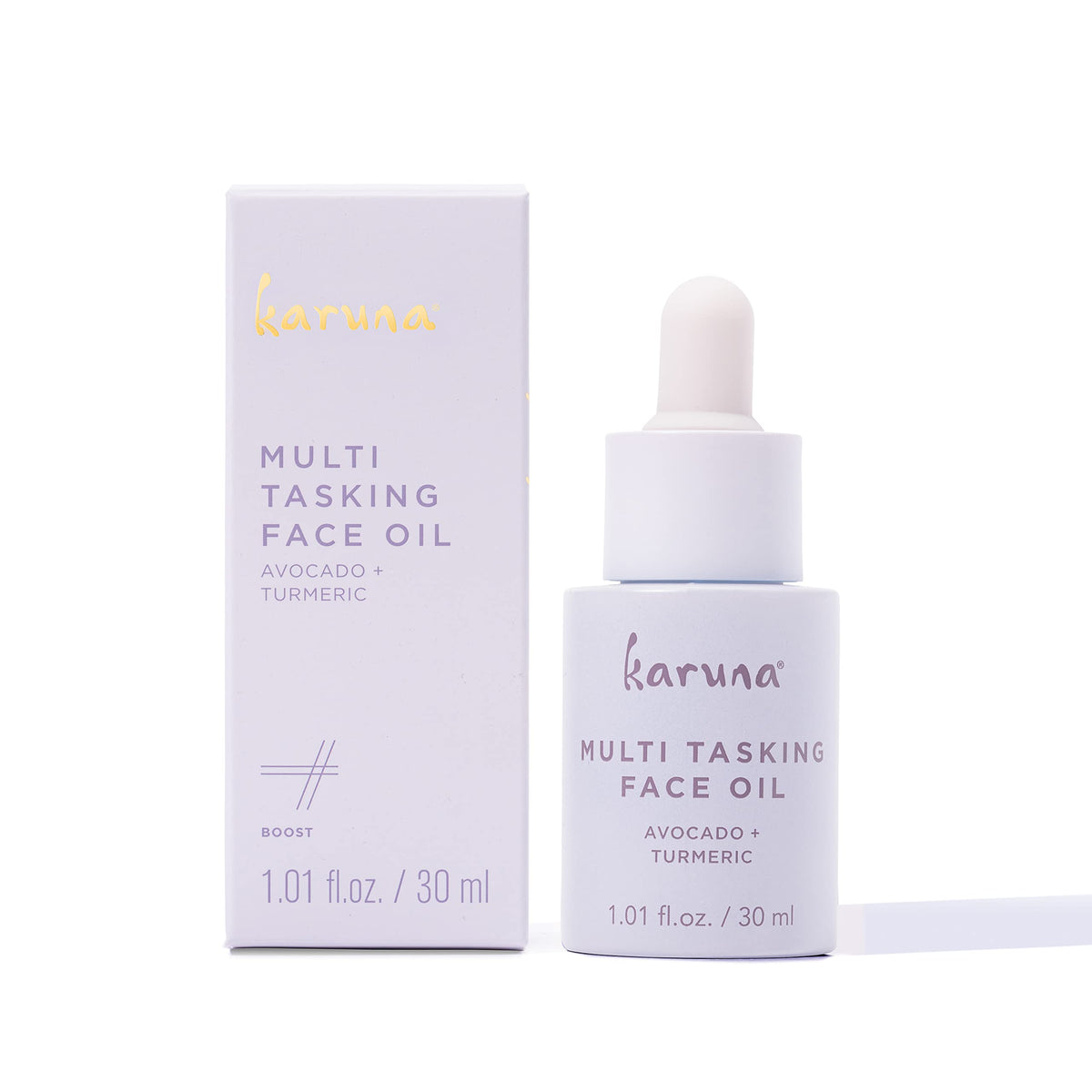 Karuna Skin Multi Tasking Face Oil bottle pour offers quick hydration and a natural glow
