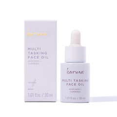 Karuna Skin Multi Tasking Face Oil bottle pour offers quick hydration and a natural glow