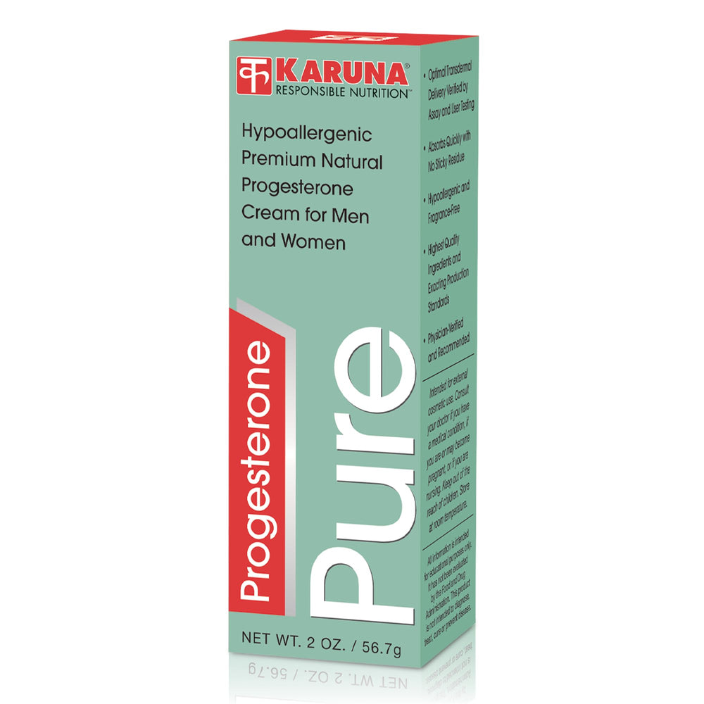 Karuna Progesterone Pure 2oz bottle showing premium packaging for daily use