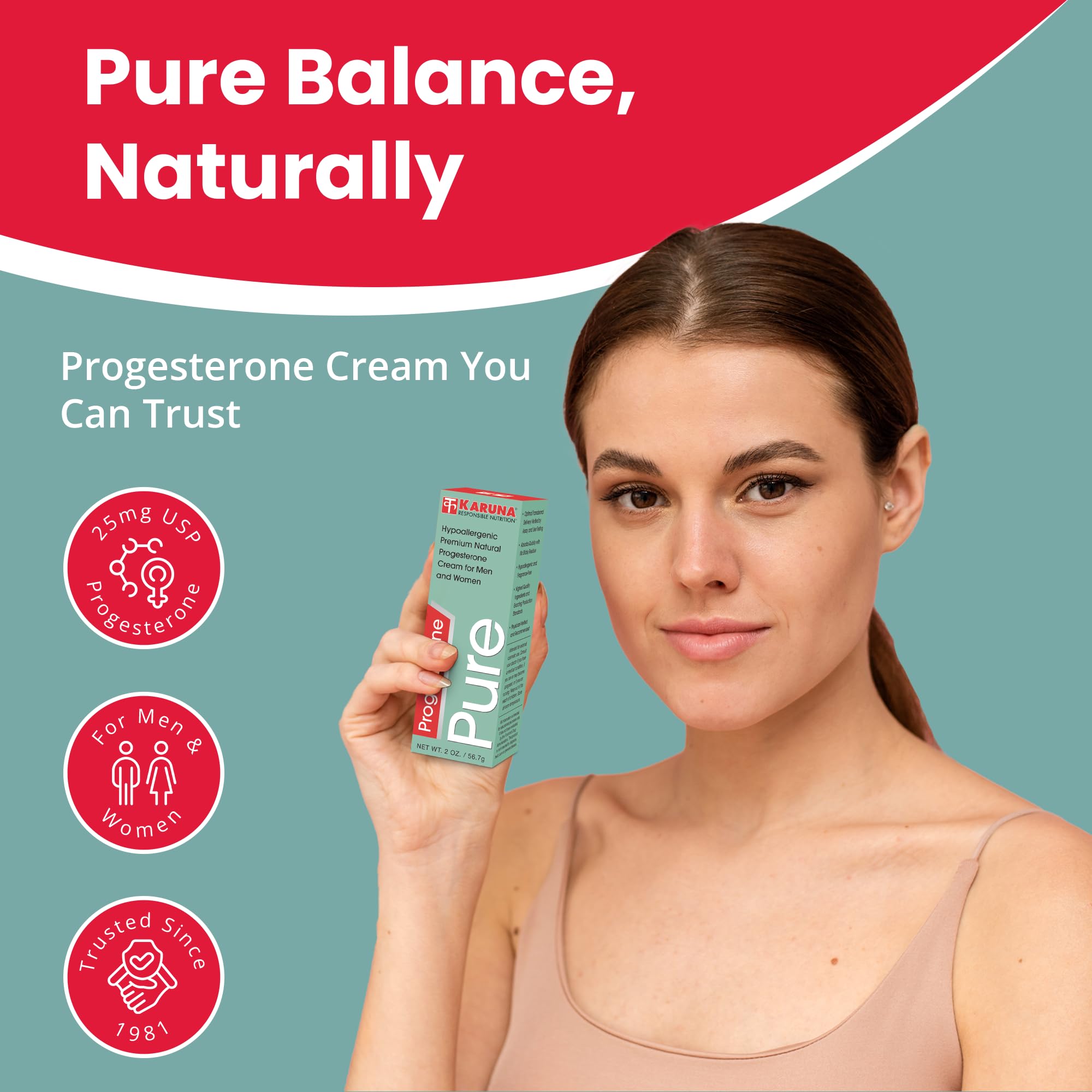 Karuna Progesterone Pure cream texture highlighting silky, non-greasy feel