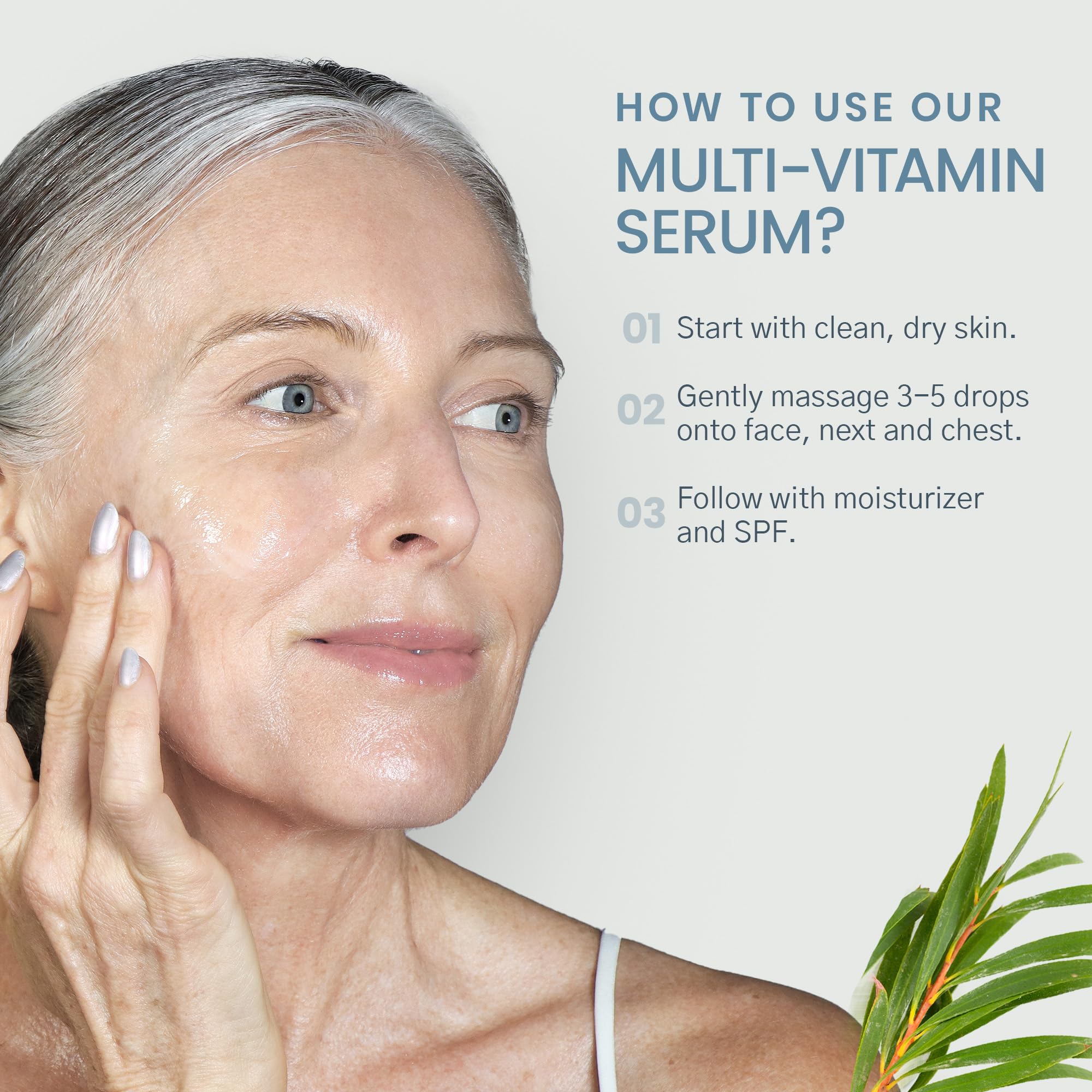 Karuna Skin serum application palm shot illustrates simple rub-in technique for quick absorption.