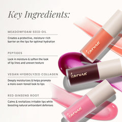 Karuna Skin Tinted Lip Oil antioxidant blend with coconut and camellia oils