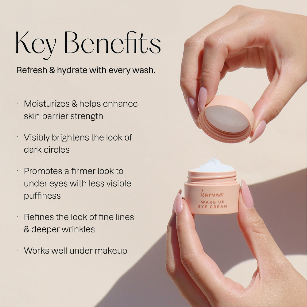 Karuna Tri-Peptide-5 formula targets wrinkles and firmness around the eyes.