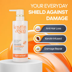 Karvannall Keratin Argan conditioner pump allows easy, mess-free application in routine.