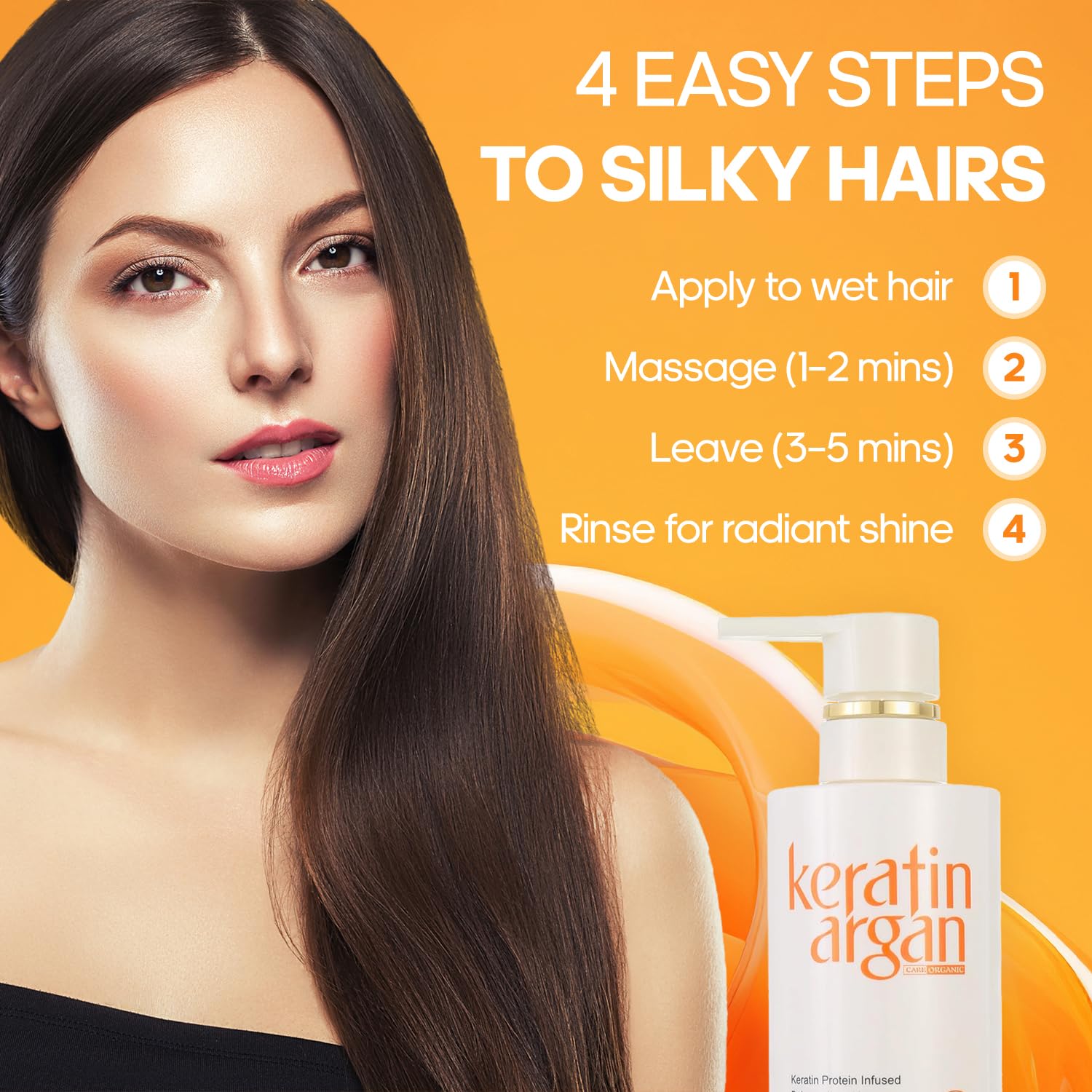 Creamy texture of Karvannall Keratin Argan conditioner shown on hair strands for smooth styling.