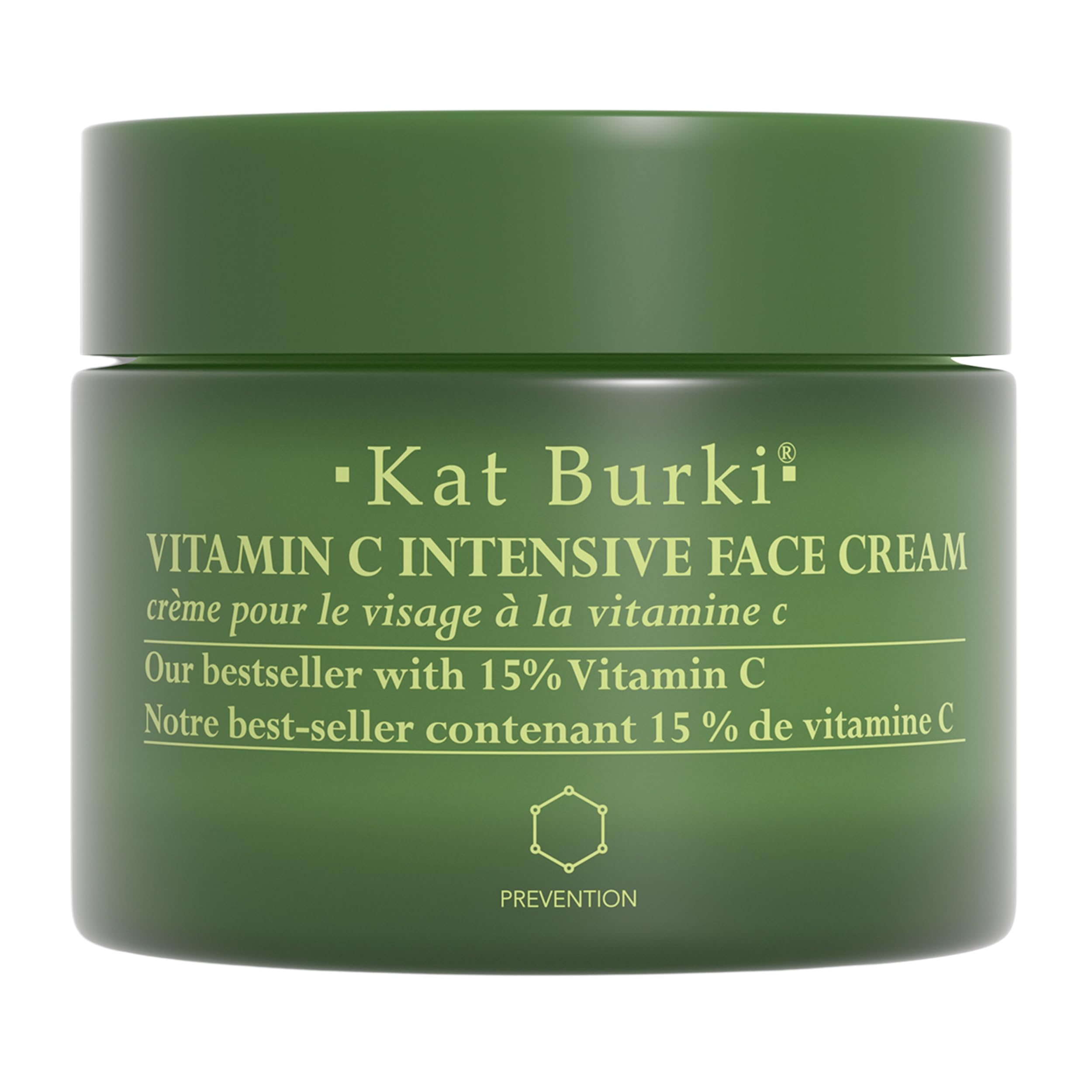 KAT BURKI 15% Vitamin C face cream bottle highlights radiant hydration.