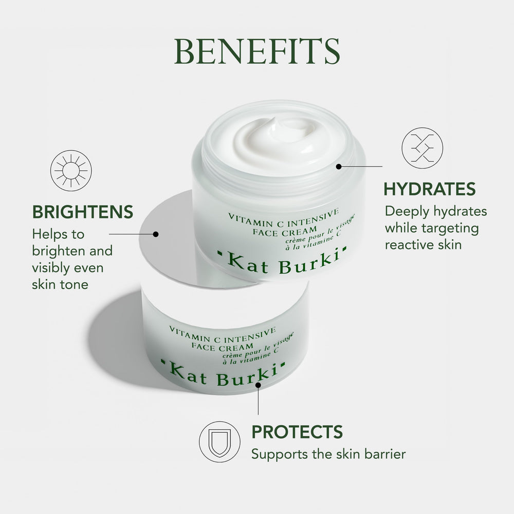 KAT BURKI radiance moisturizer jar close-up showing luminous hydration.
