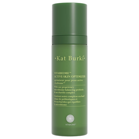 KAT BURKI VitaBiome active skin optimizer bottle front for balanced, hydrated skin.