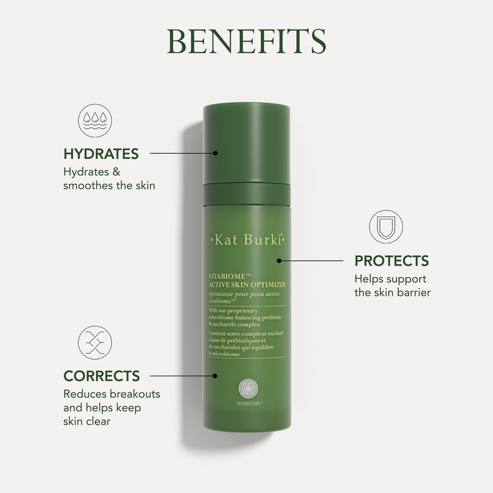 KAT BURKI VitaBiome mist spray in action refreshing acne-prone skin.