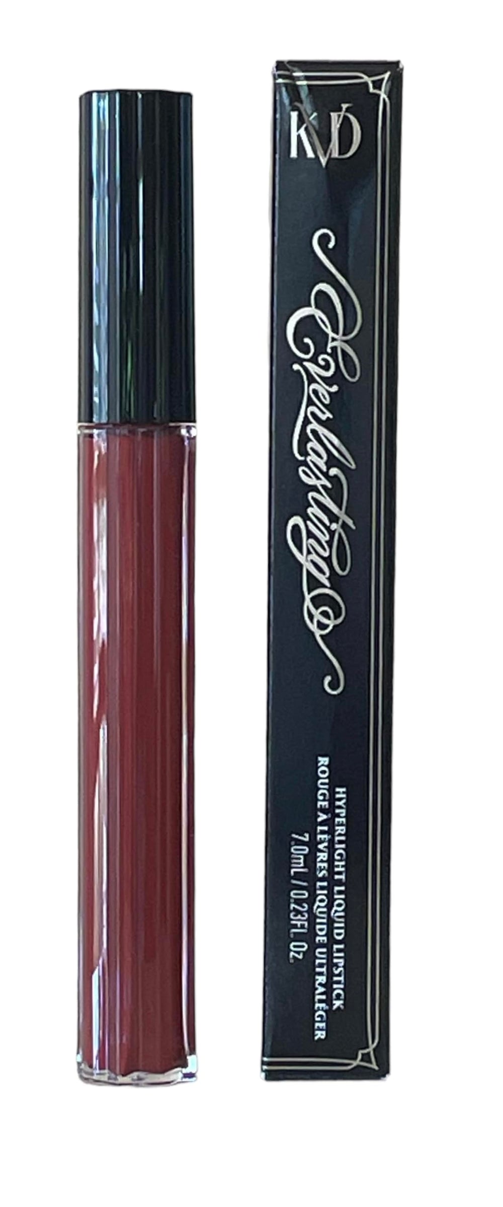 Kat Von D Everlasting Hyperlight Jupiter's Eye matte finish for a bold, feather-resistant look.