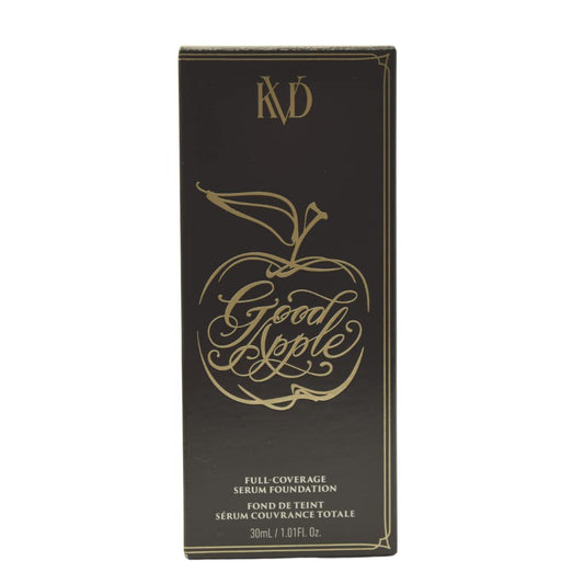 Kat Von D Good Apple Foundation bottle close-up for smooth, full-coverage application.