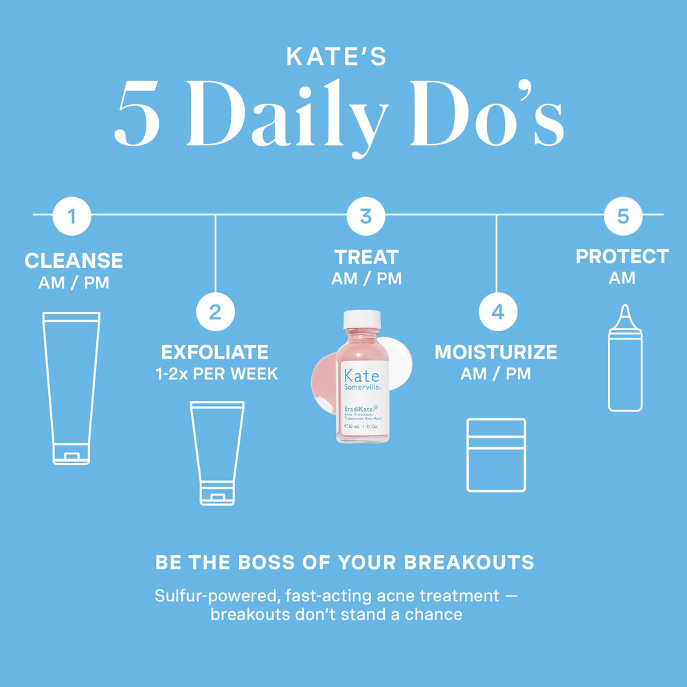 Vanity setup featuring EradiKate acne treatment for daily routine