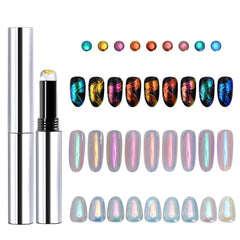 Katfan aurora mermaid effect on light base gel using the powders