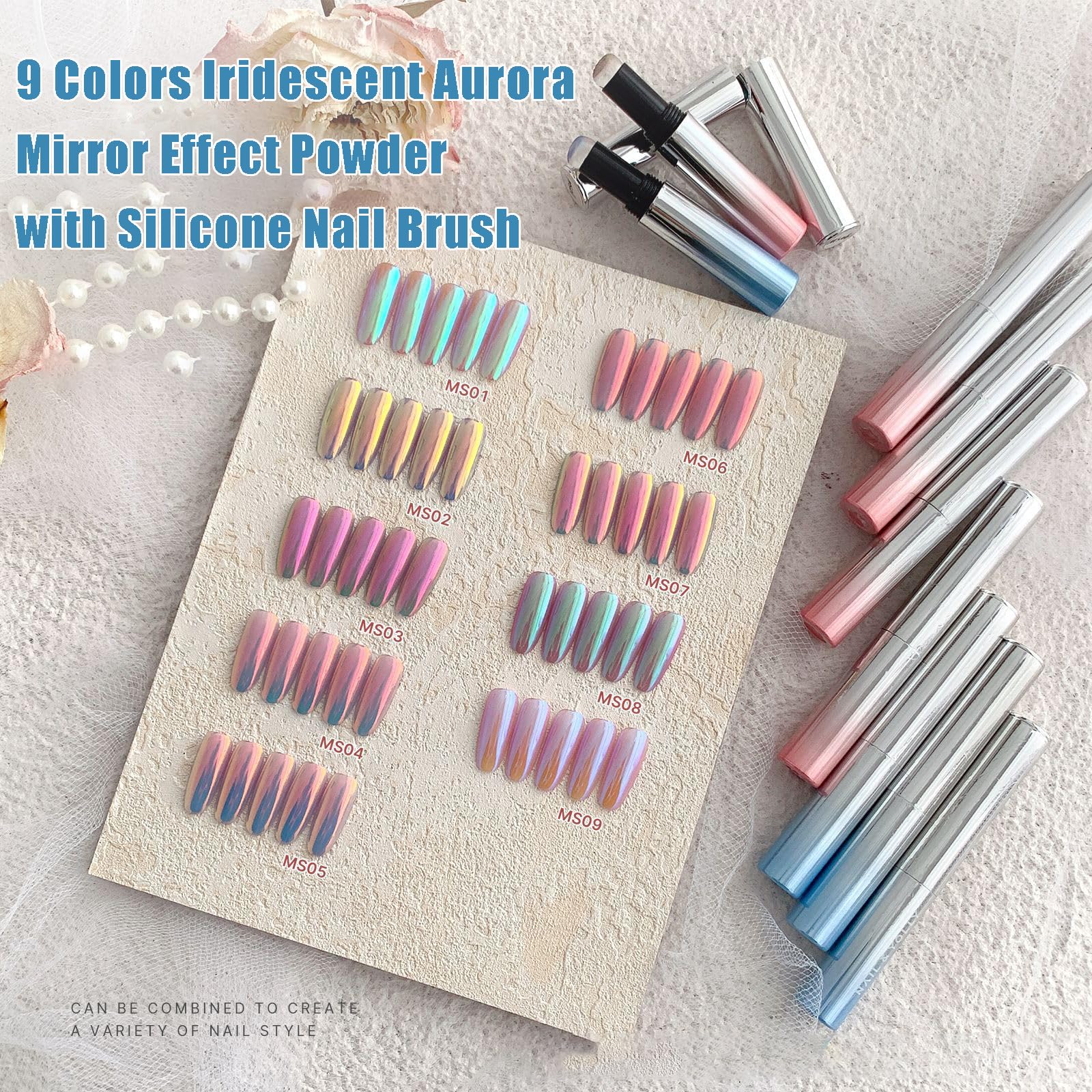 Katfan chameleon chrome effect on dark base gel with these powders