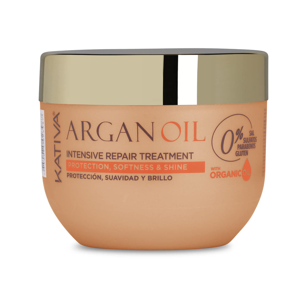 KATIVA Argan Oil Intensive Repair Mask bottle delivering salon-grade hydration for dry hair