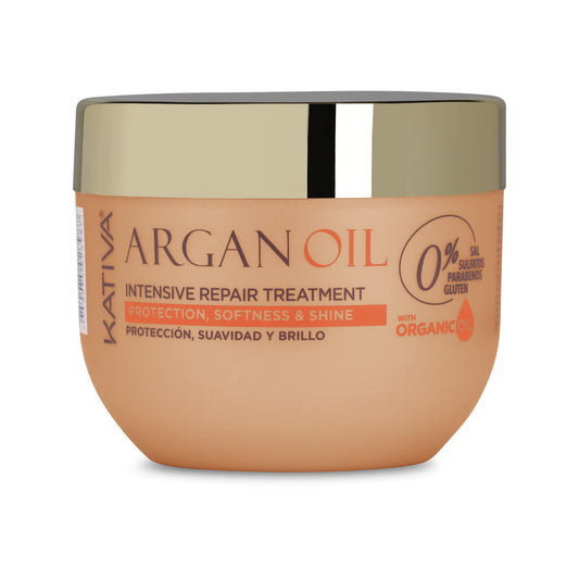 KATIVA Argan Oil Intensive Repair Mask bottle delivering salon-grade hydration for dry hair