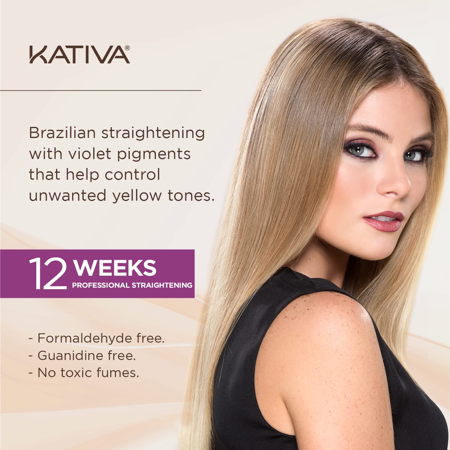 Kativa Pre-Treatment Shampoo bottle readies hair before straightening.