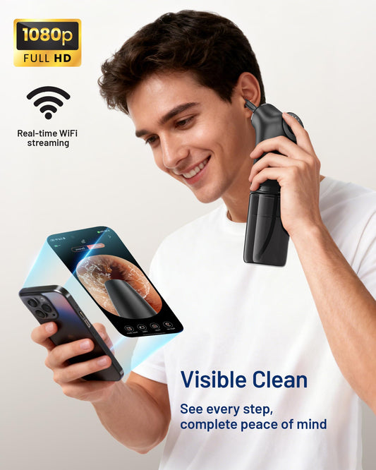 KAUGIC ear cleaner water tank holds 200ml for longer sessions.