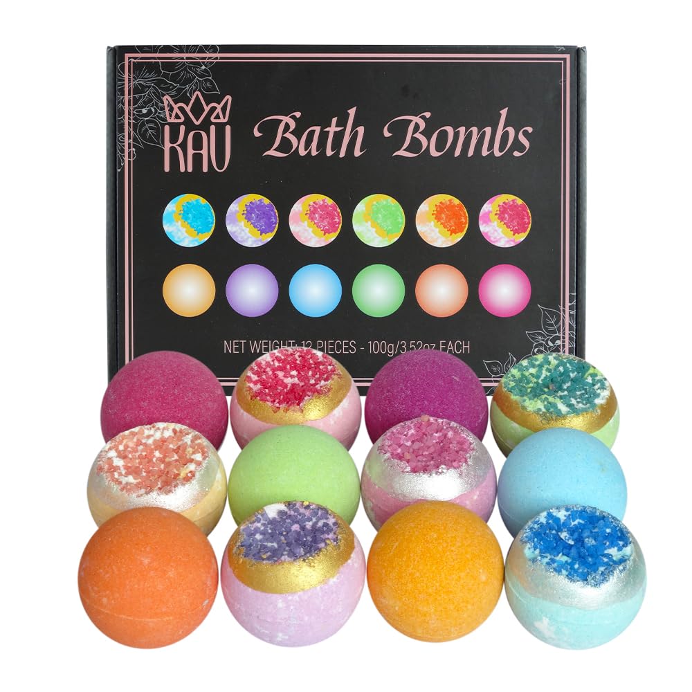 KAV bath bombs with geode design for a colorful, luxurious soak.