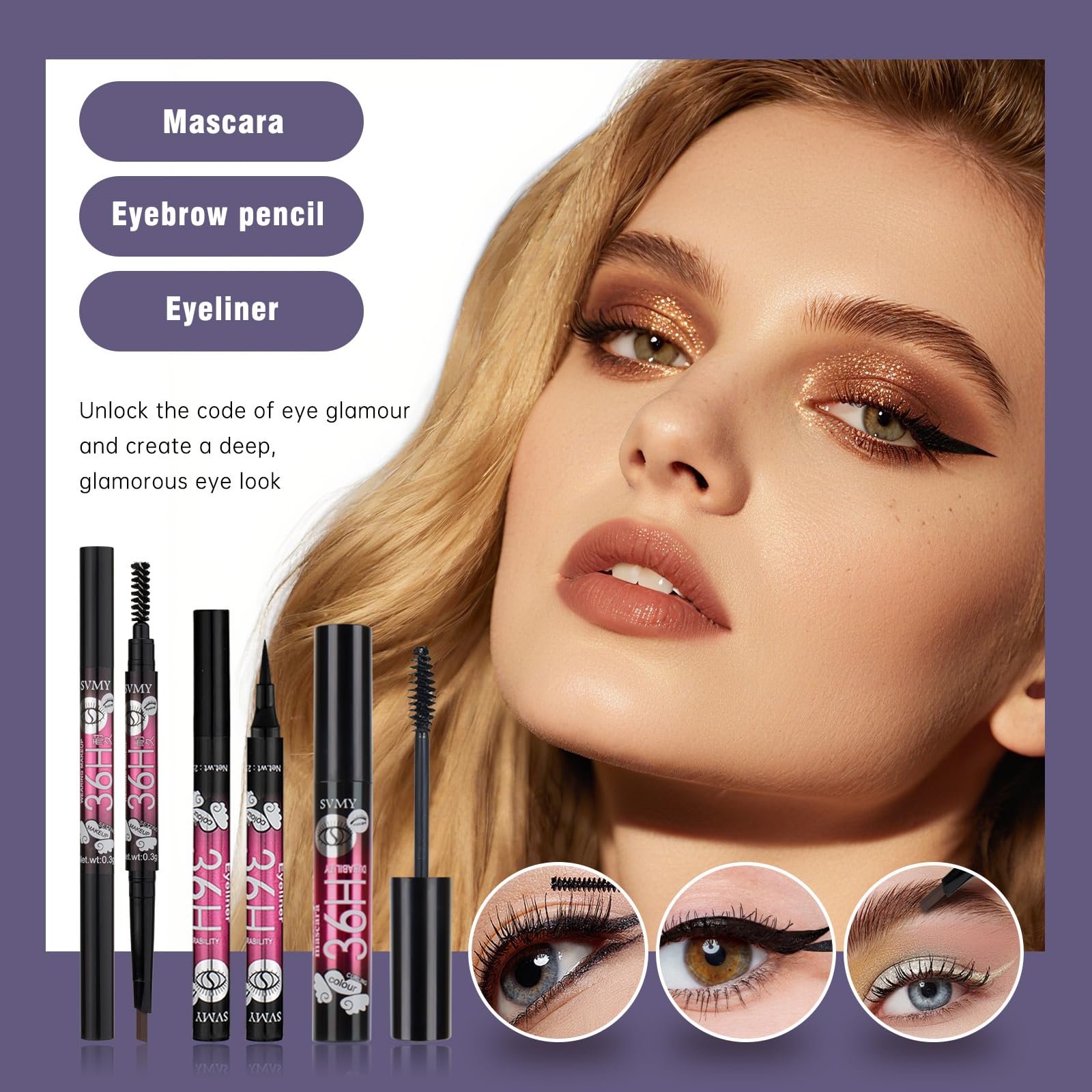 KAVCENT eyeliner pigment for crisp, lasting definition.