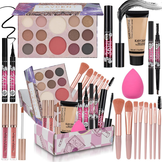 KAVCENT makeup kit 14-color palette close-up for versatile teen looks