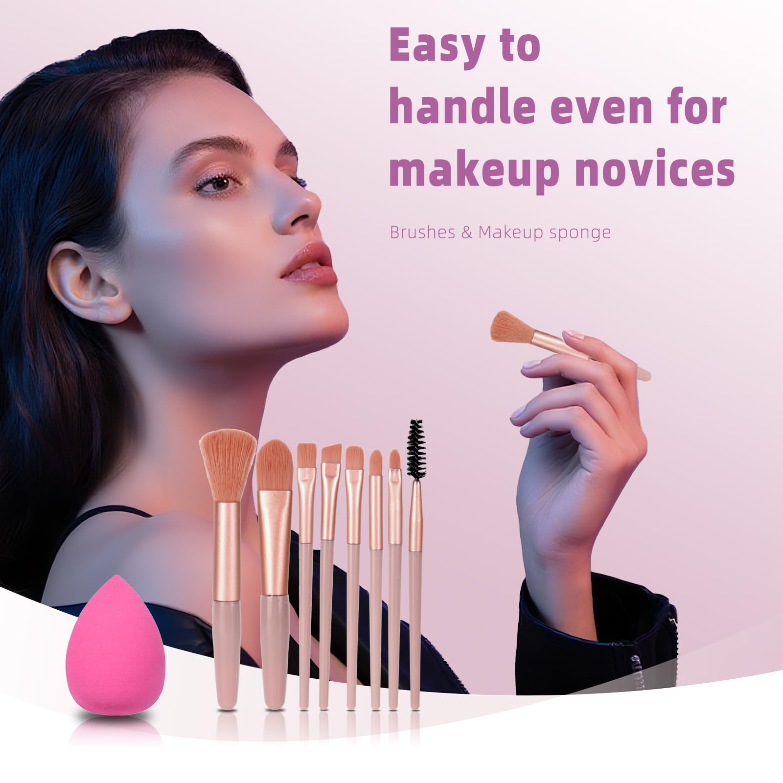 KAVCENT makeup brushes set shown with compact storage for easy organization