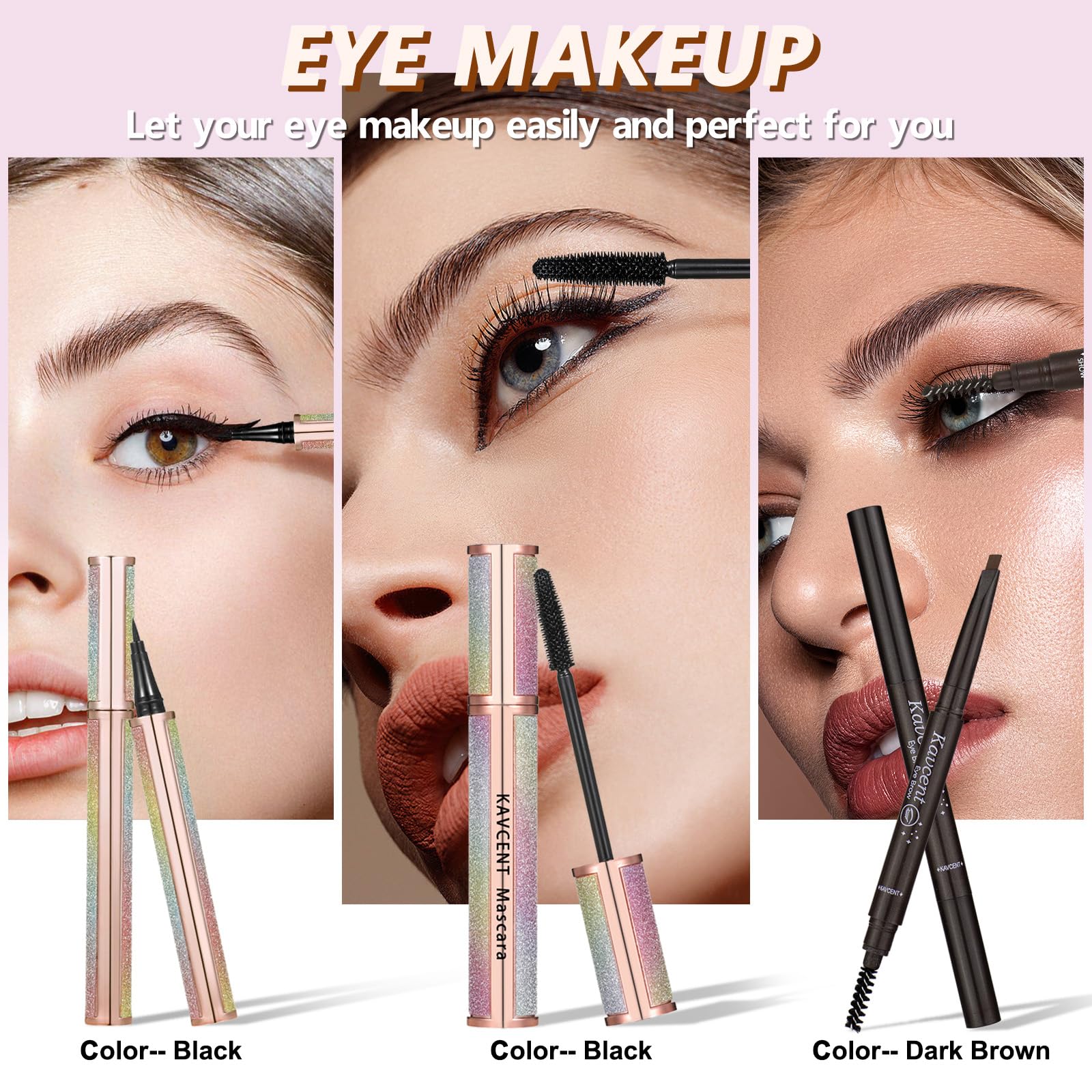 KAVCENT contour stick and pressed powder for sculpted features and matte finish.