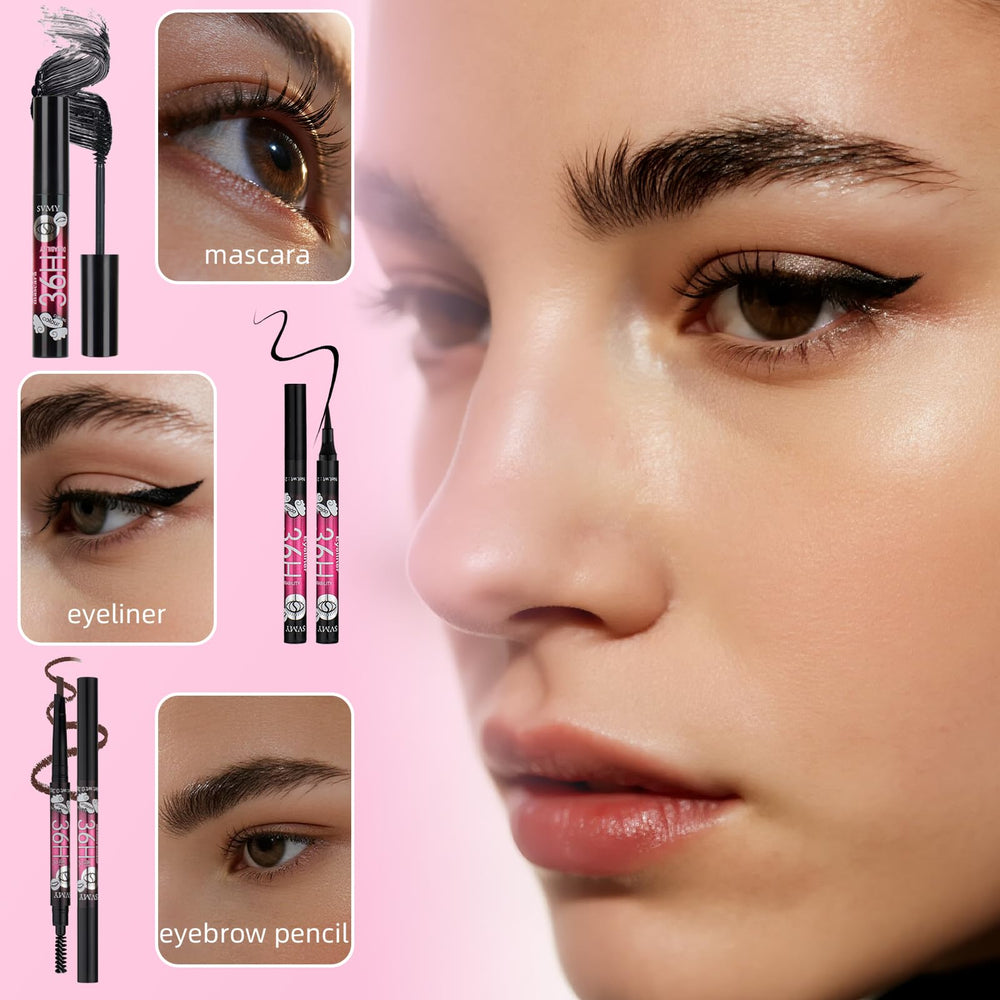 KAVCENT Mascara brush demonstrates volume and length with defined lashes.