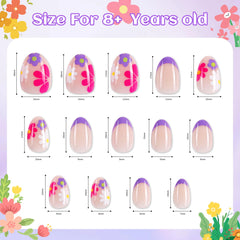 Kawyehu almond-shaped press-ons in three cute designs for girls.