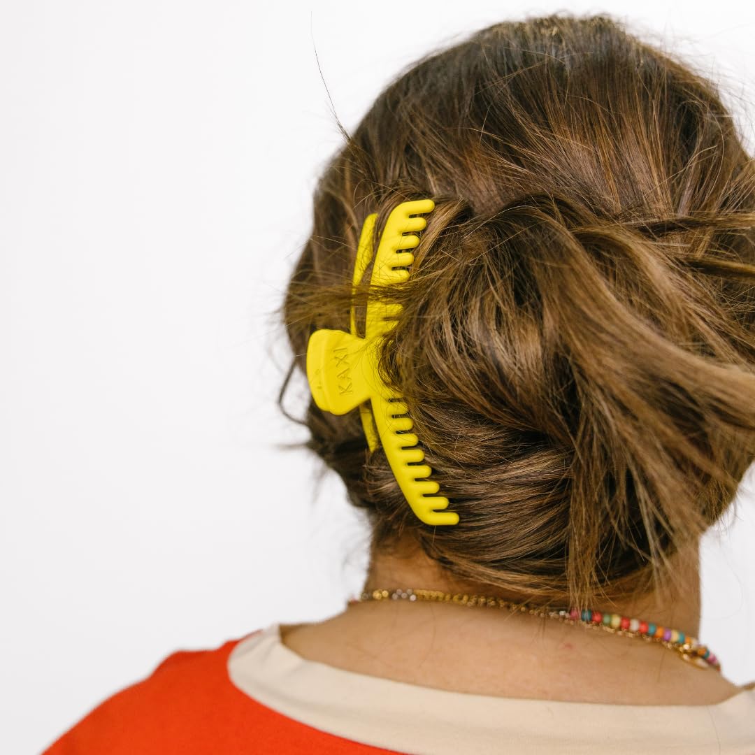 KAXI Hold Everything Midi hair claw neon yellow side grip keeps hair secure for all-day wear